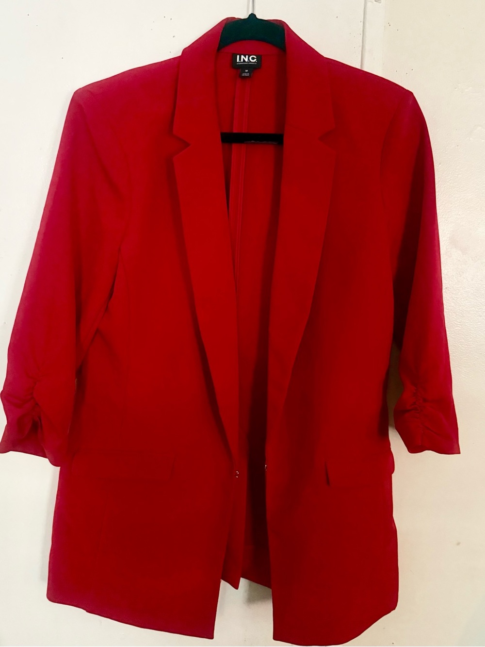 INC International Concepts Vibrant Red Open-Front Blazer